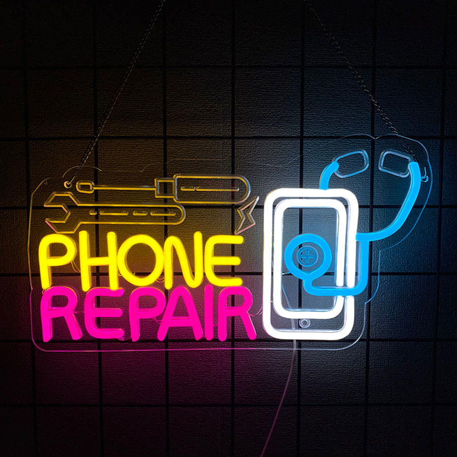 Electronics Repair Shops - لافتة نيون لإصلاح الهواتف لتزيين الجدران،